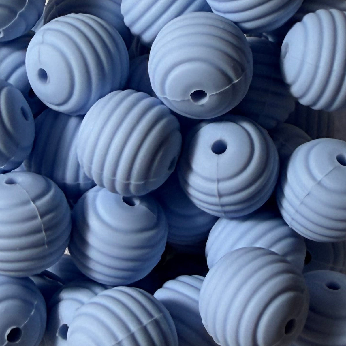 Perle strié bleu 15mm
