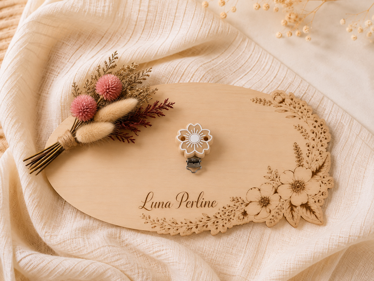 Clip fleur beige