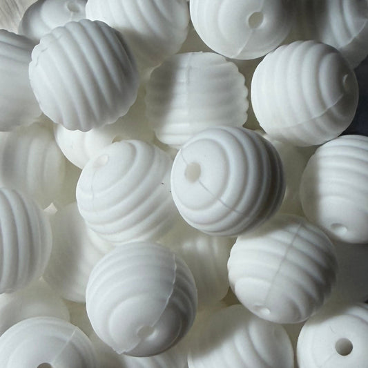 Perle strié blanc 15mm