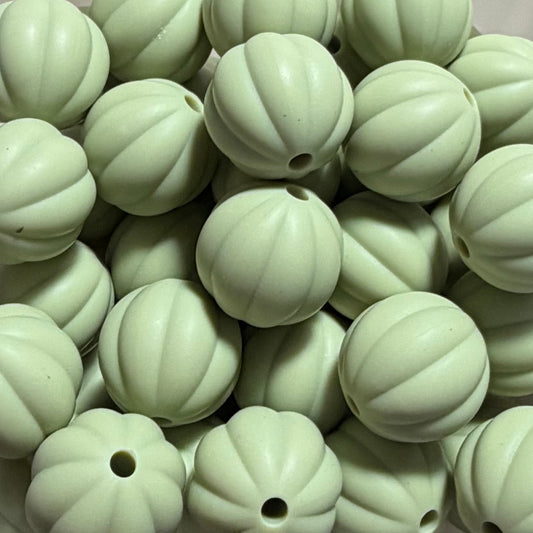 Perle citrouille vert sauge 15mm
