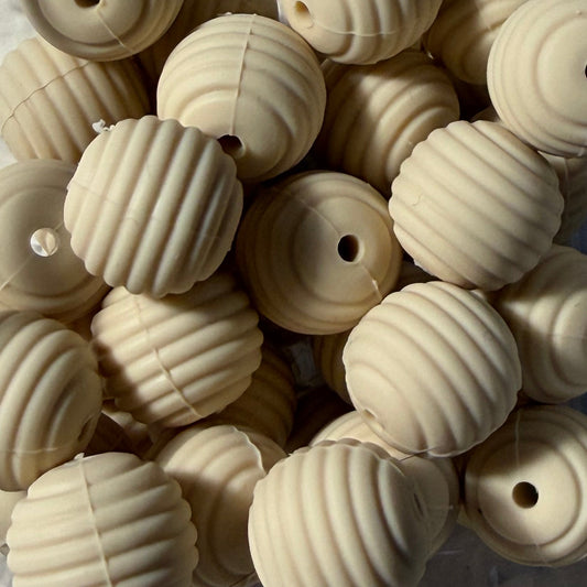Perle strié beige 15mm