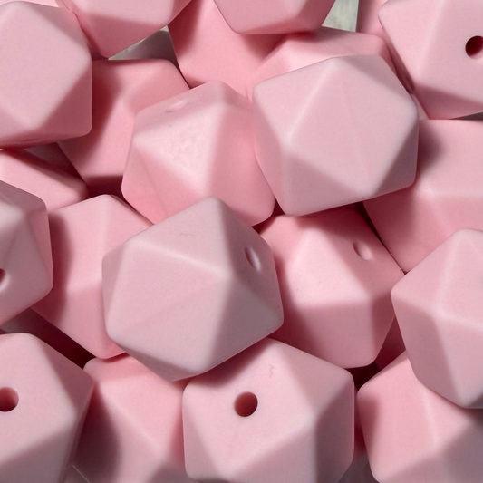 Perles hexagonales 14mm rose