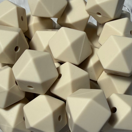 Perles hexagonales 14mm beige